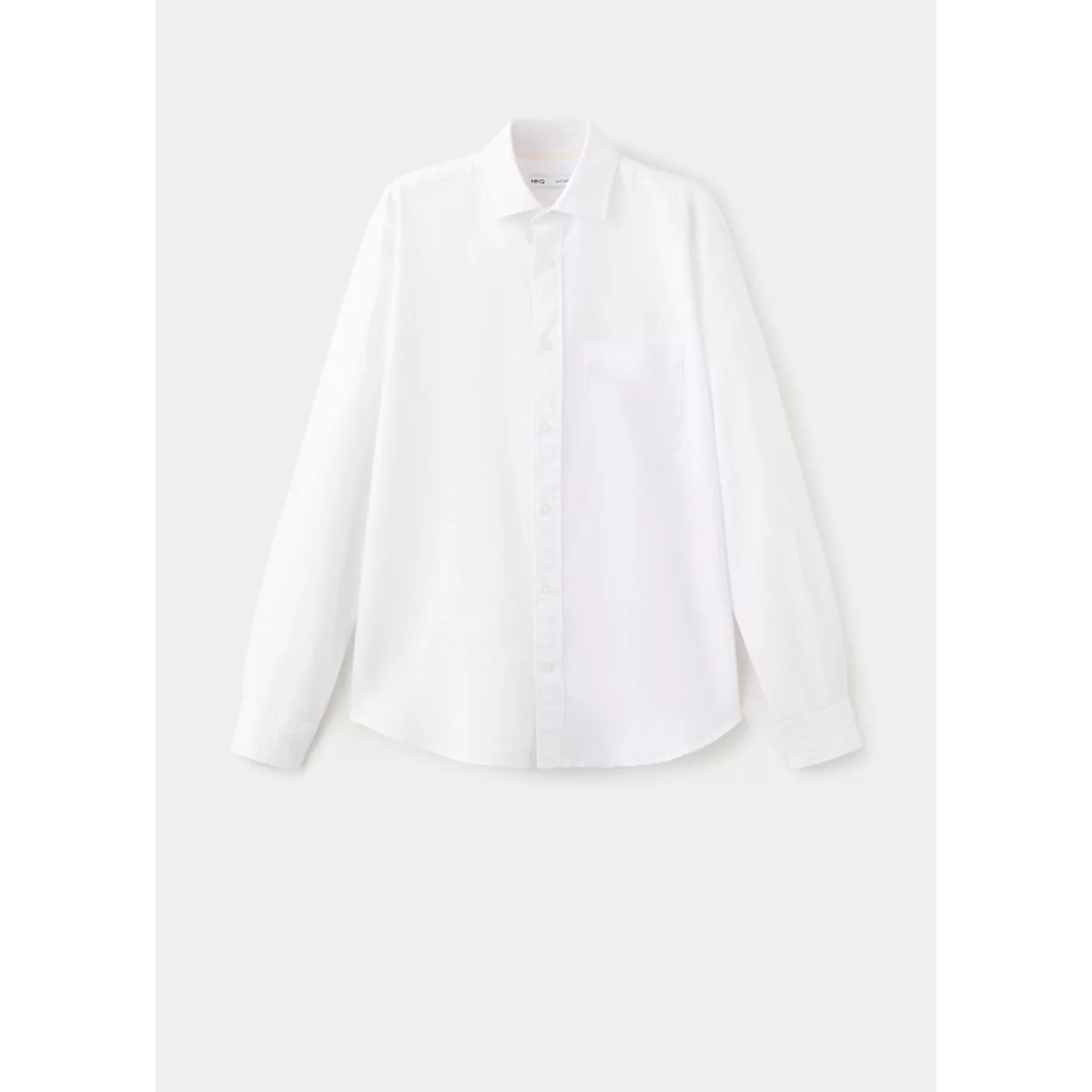 Chemise en coton de lin à coupe régulière blanc, MANGO MAN