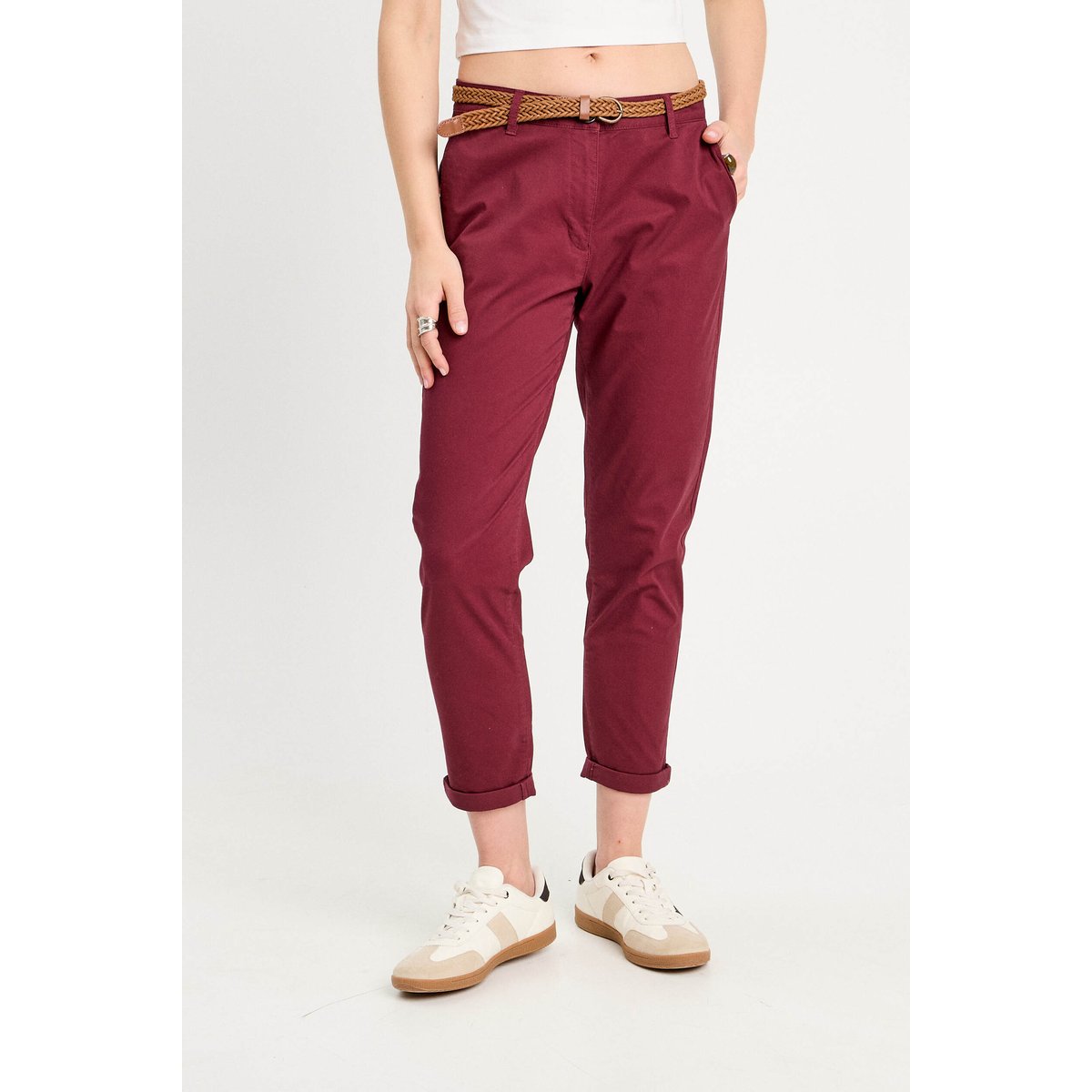 Pantalon chino 7/8ème bordeaux, CACHE CACHE
