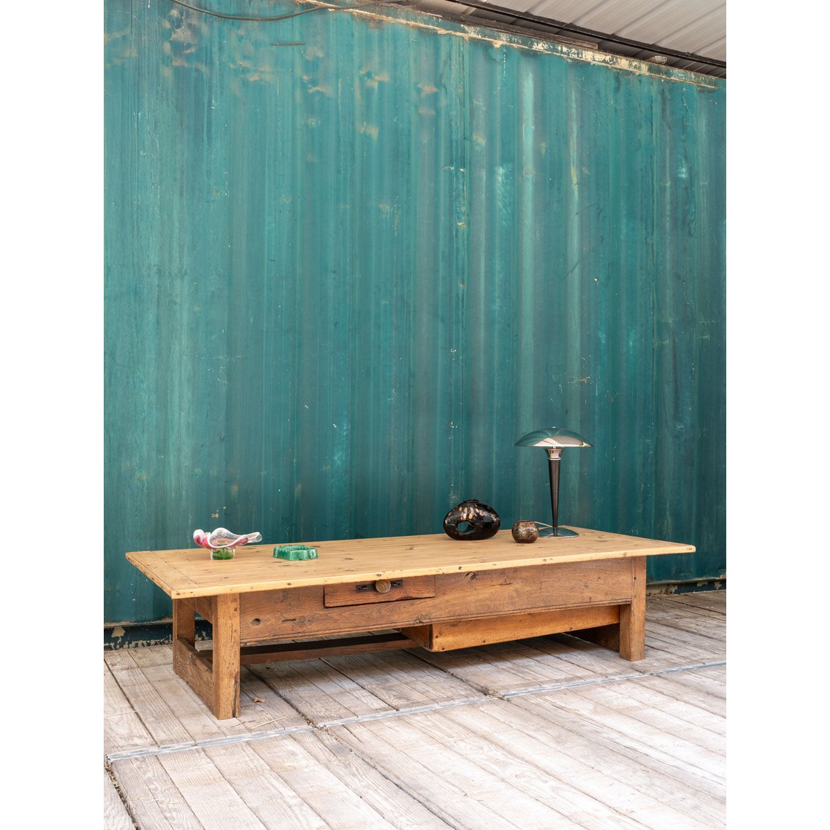 Grande table basse en bois Léonie N°1067 - Bon état bois clair, DEBONGOUT