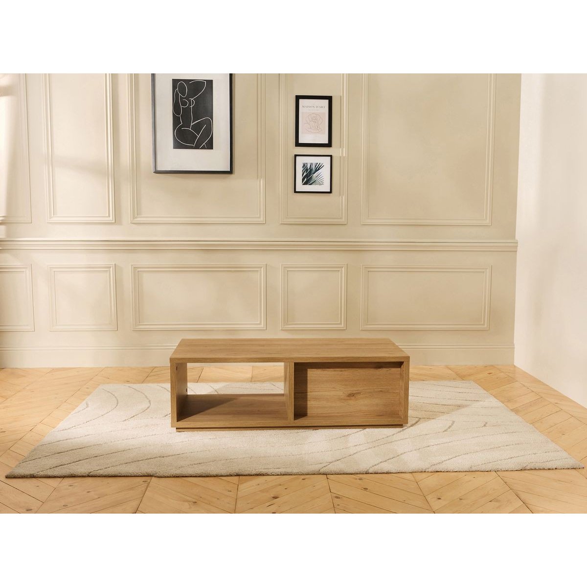 Table basse rectangulaire en panneaux de particules, FERRET marron foncé, BOBOCHIC