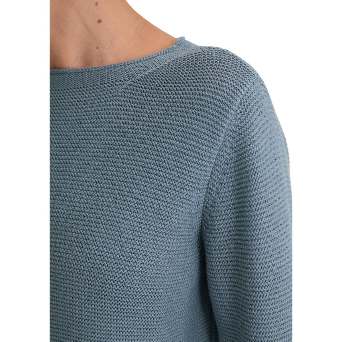 Pull en tricot regular en coton organique bleu moyen, MARC O'POLO