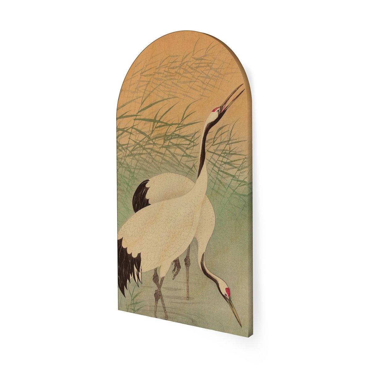 Toile Arche Pause du matin au bord du lac camaïeu de vert d'eau, abricot et beige, ART FOR THE HOME