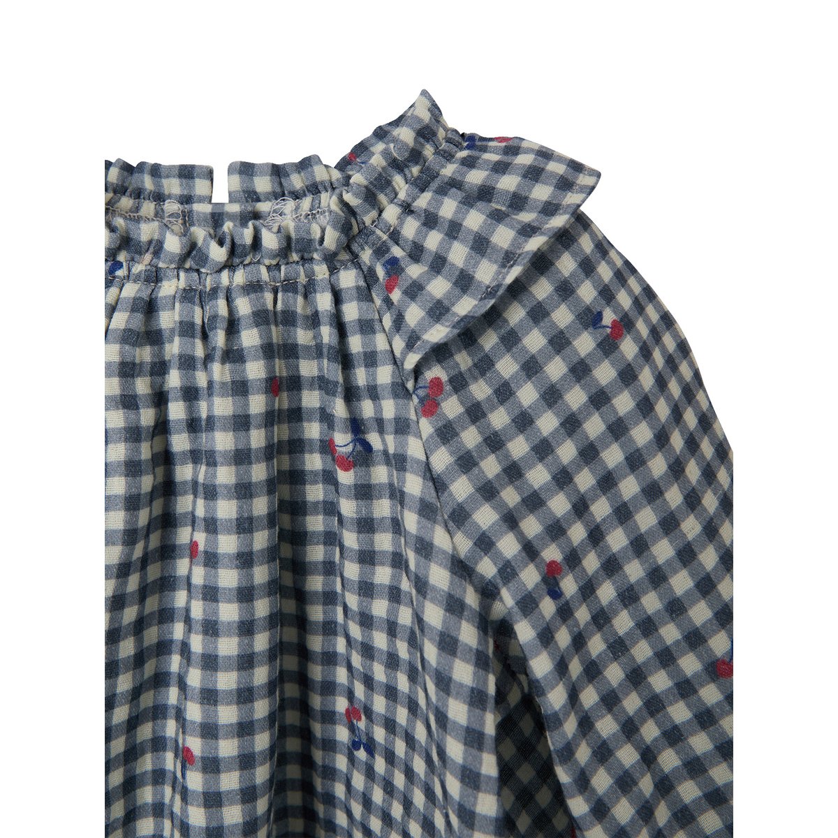 Blouse vichy bleu grisé, VERTBAUDET