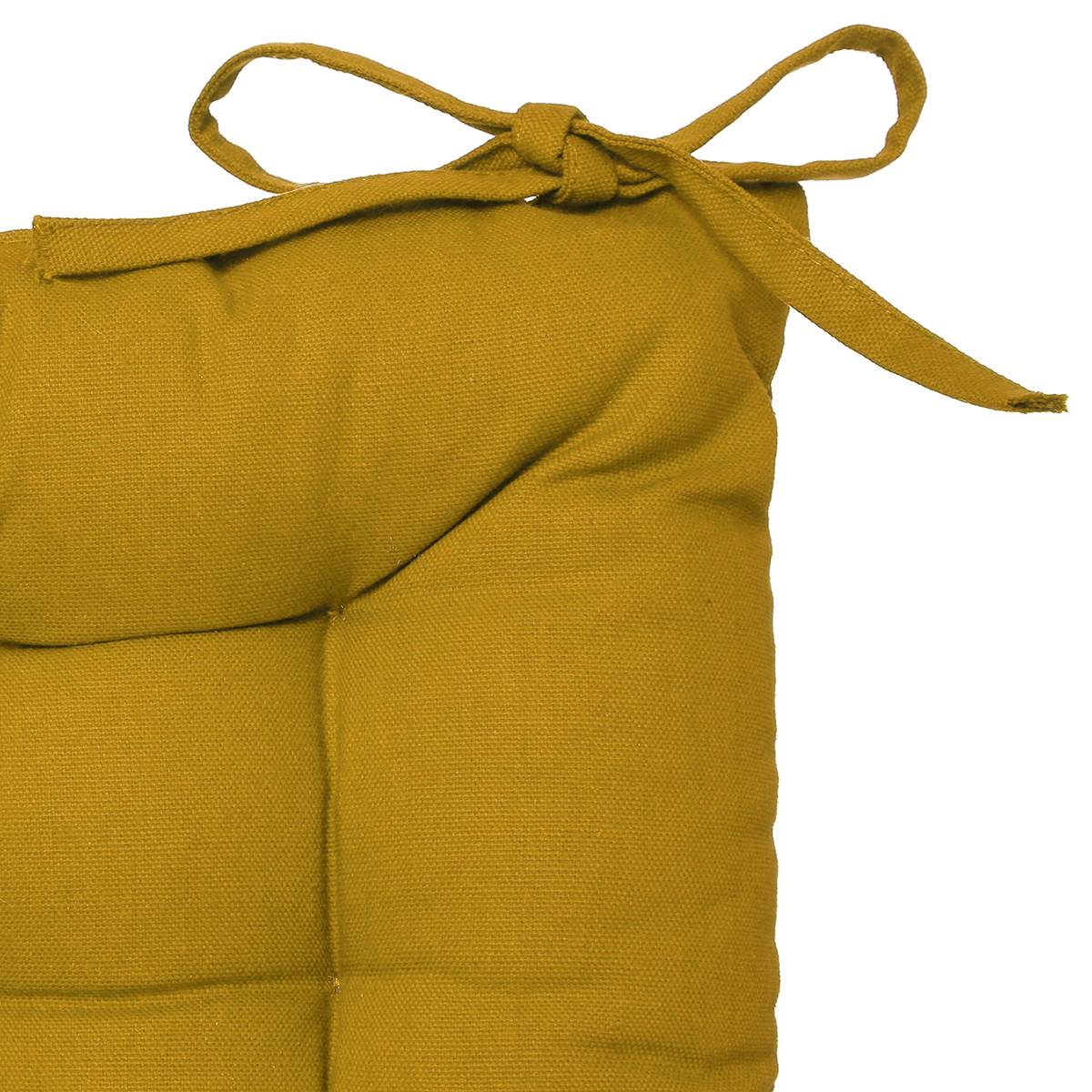 Galette de chaise carrée en coton ocre, ATMOSPHERA