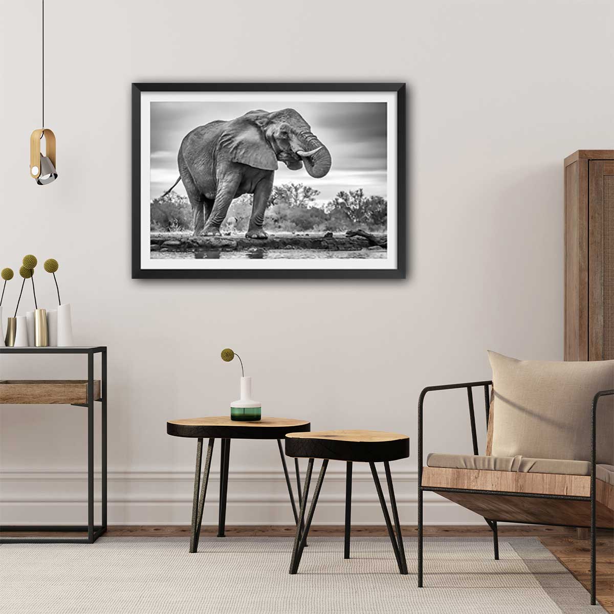 Affiche animaux standing proud affiche + cadre en bois - noir, HEXOA
