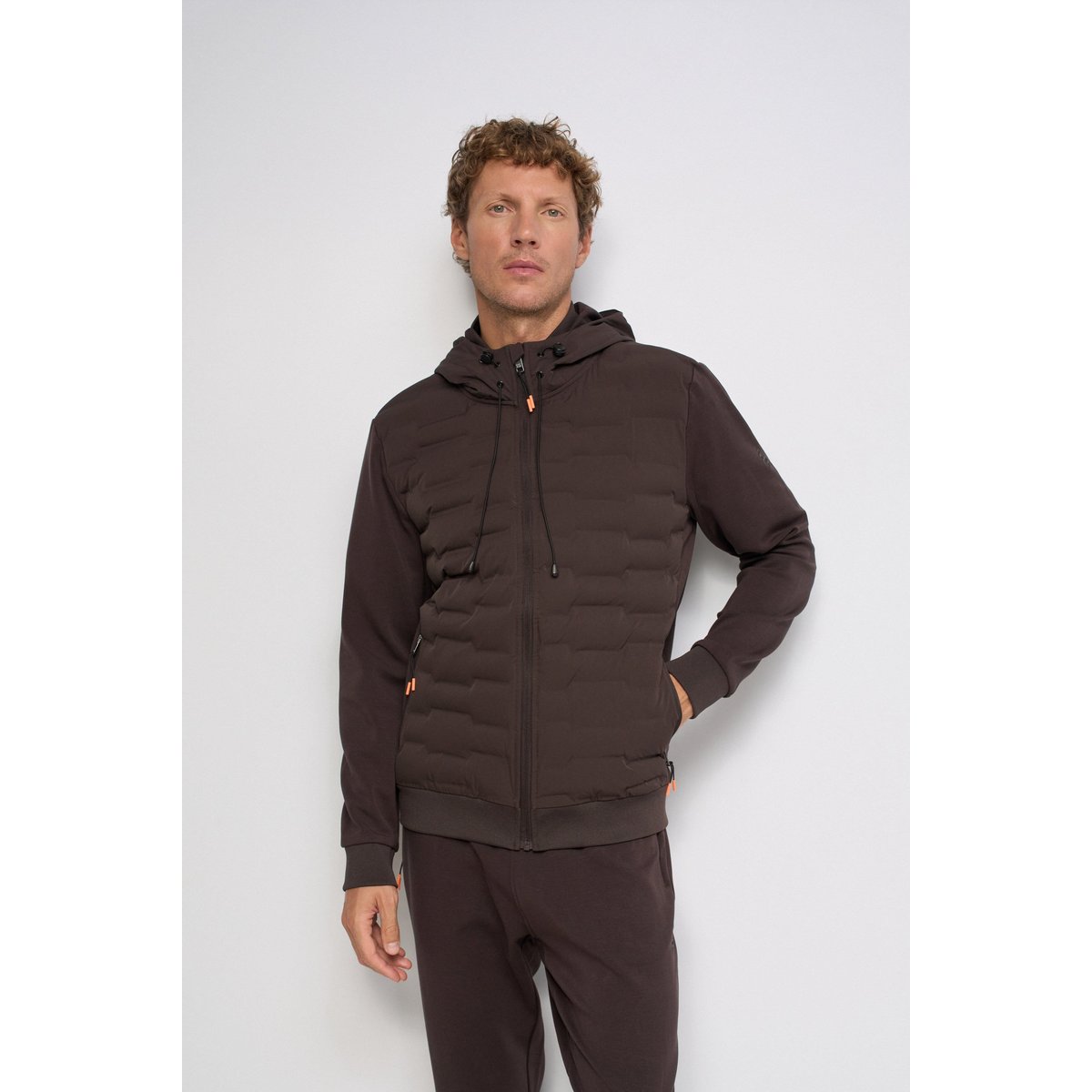 VESTE AVEC MÉLANGE DE MATIÈRES marron, SALSA JEANS