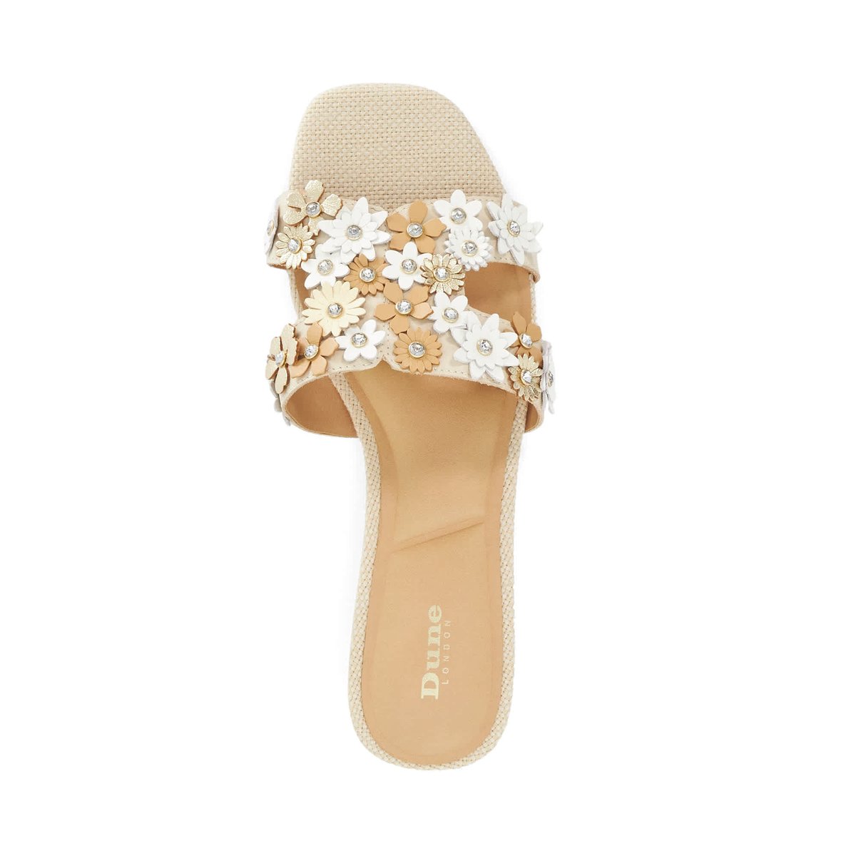 Sandales ornées de fleurs - LOUPES ecru-leather, DUNE LONDON