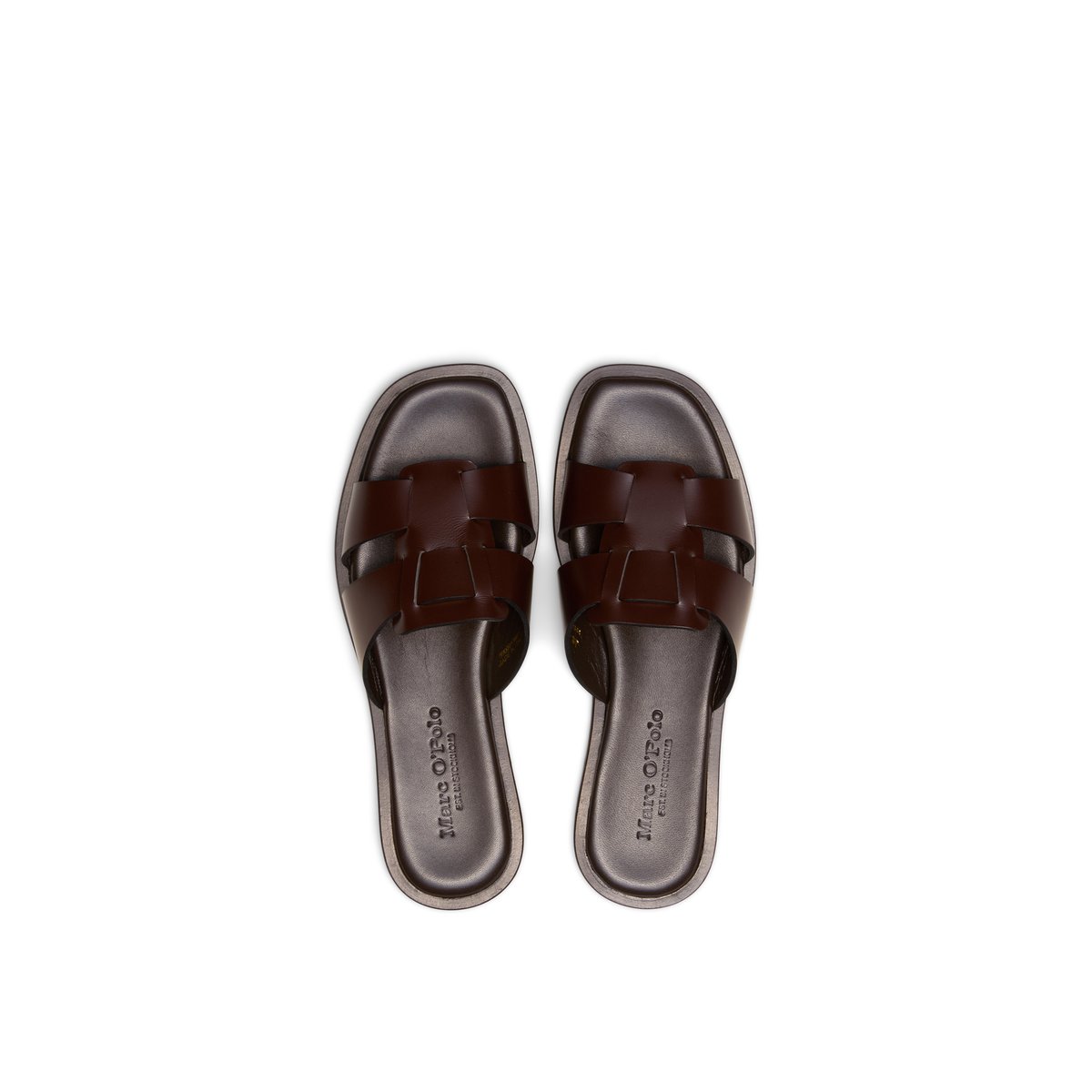 Mule modèle Marit en cuir de veau de haute qualité dunkelbraun, MARC O'POLO