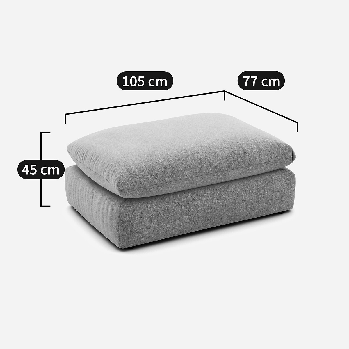 Élément pouf pour canapé modulable, en tissu structuré, MALO praline, LA REDOUTE INTERIEURS