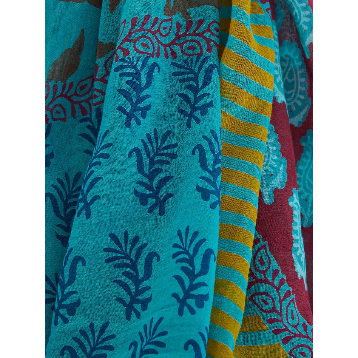 Etole en coton motifs géométriques imprimé turquoise, DAXON