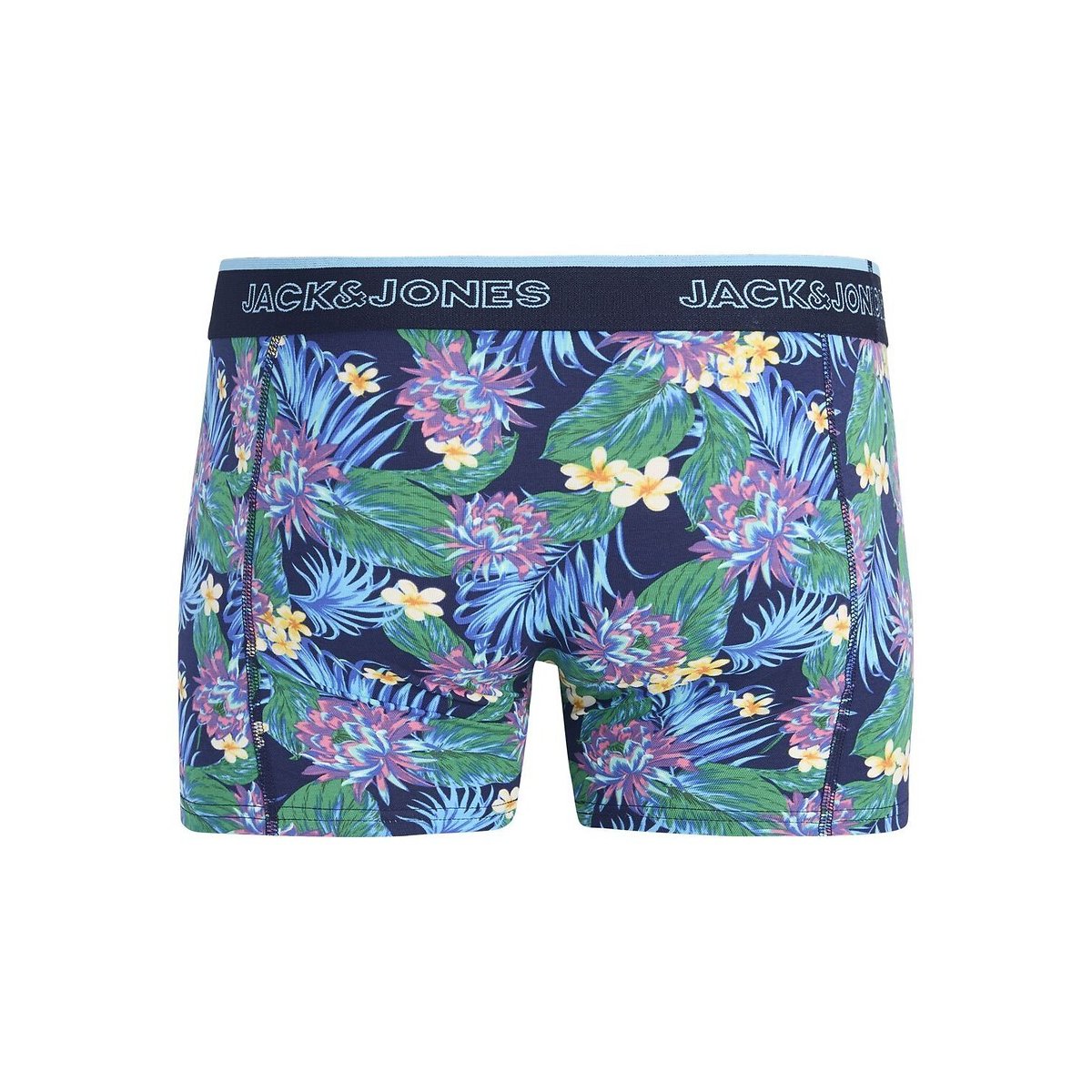 Set van 3 boxershorts: 2 effen en 1 met bloemenprint blauw + blauw + multicolor, JACK & JONES
