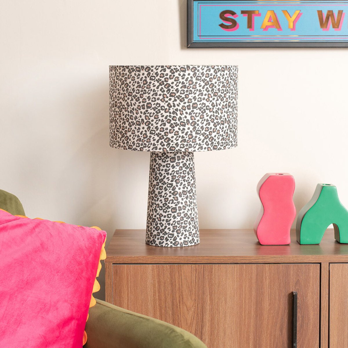 Beatrice Leopard Print Full Fabric Table Lamp natural, SO'HOME
