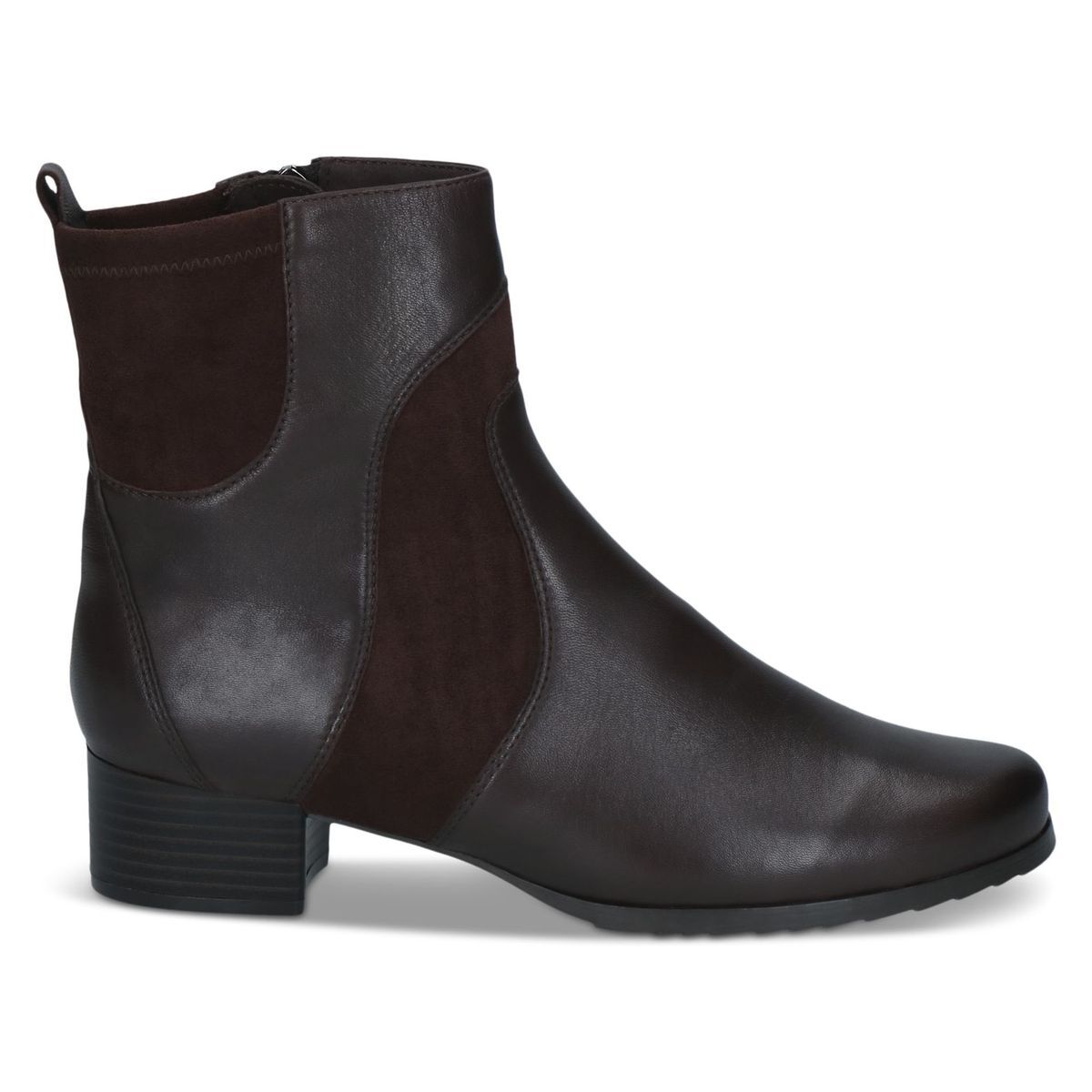 Bottine talon bloc marron foncé combiné, CAPRICE