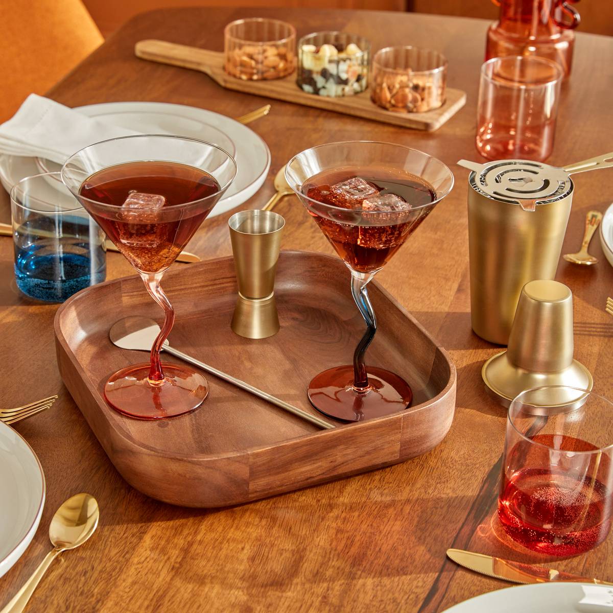 Lot de 4 verres à cocktail en verre HOMY orange, ATMOSPHERA
