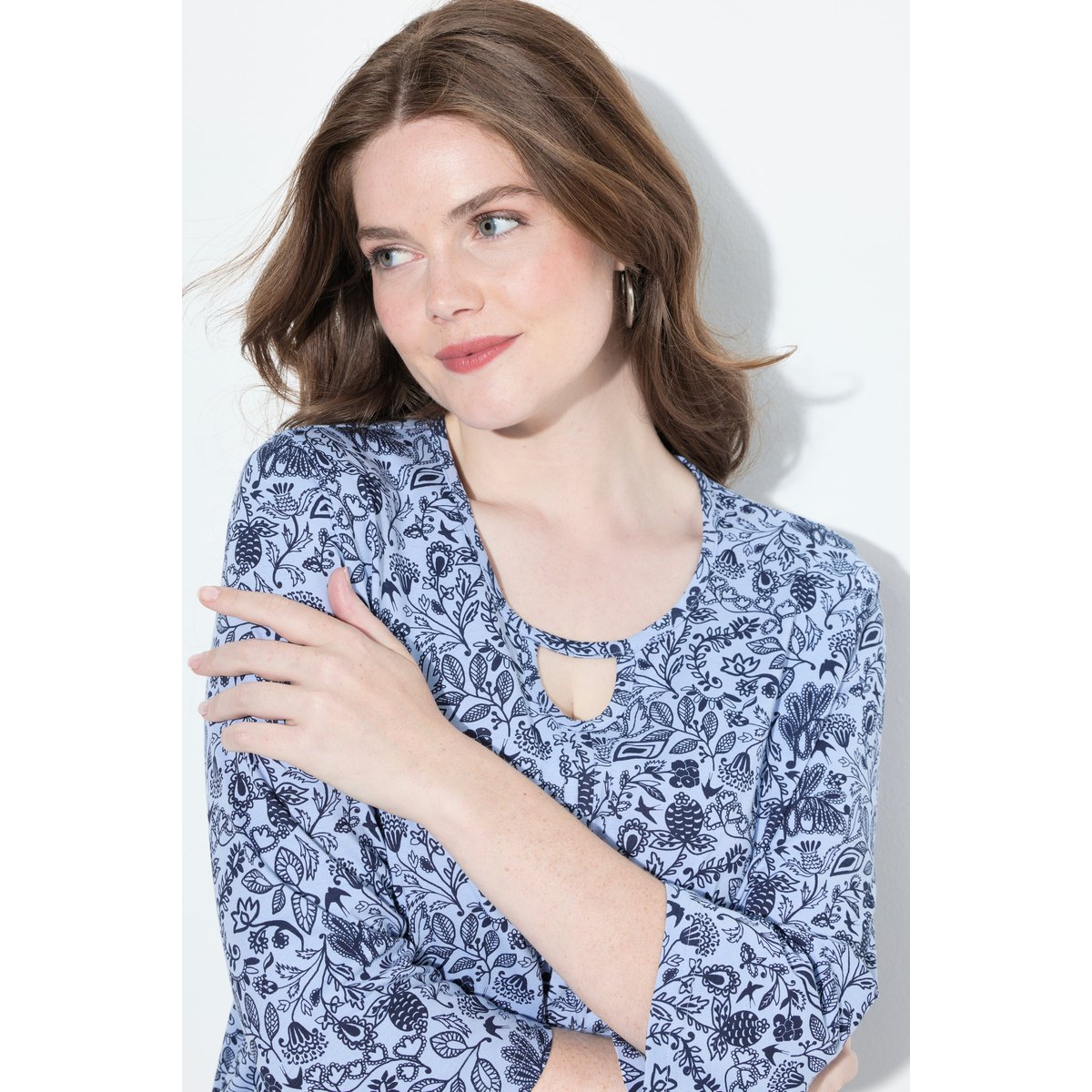 T-shirt à fleurs bleu clair, ULLA POPKEN