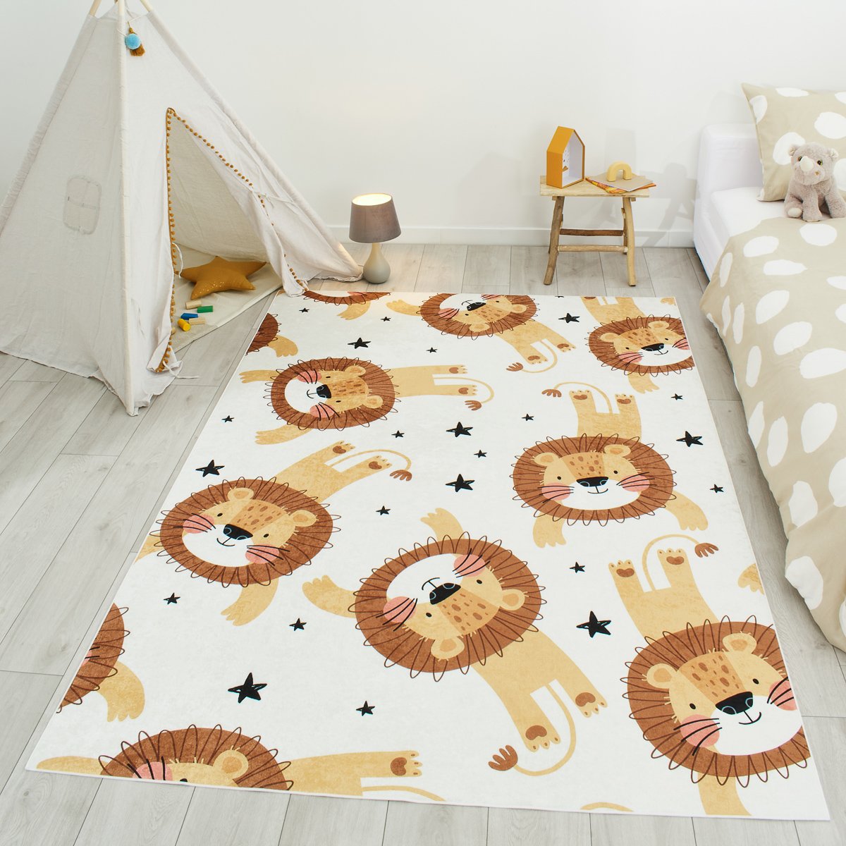 Tapis enfant lions HAPPY crème, NAZAR RUGS