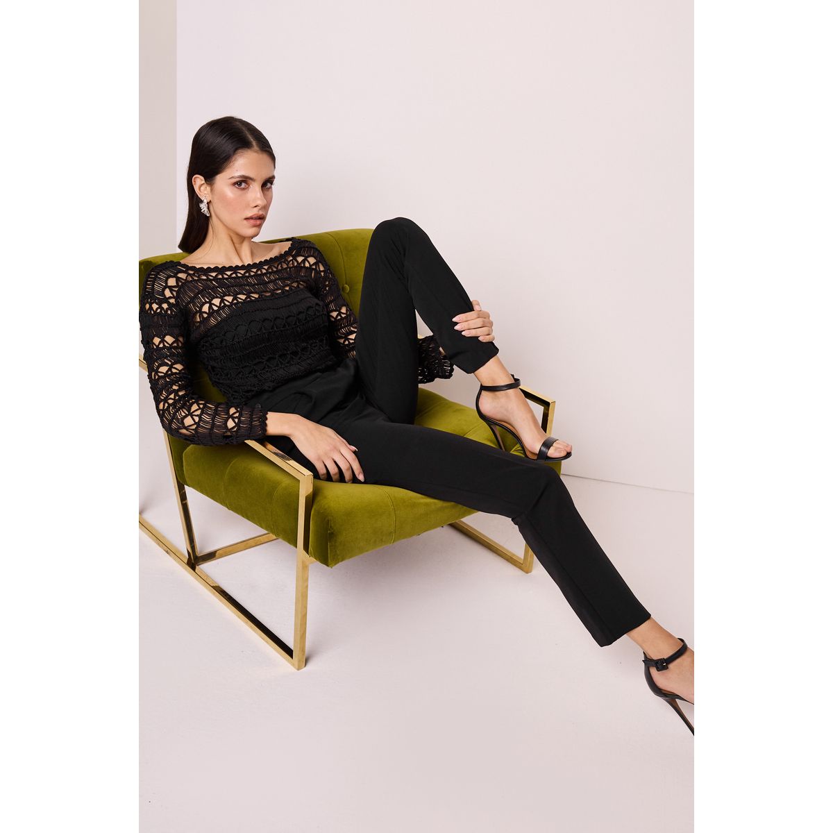 Pantalon ajusté coupe sablier noir, NEXT