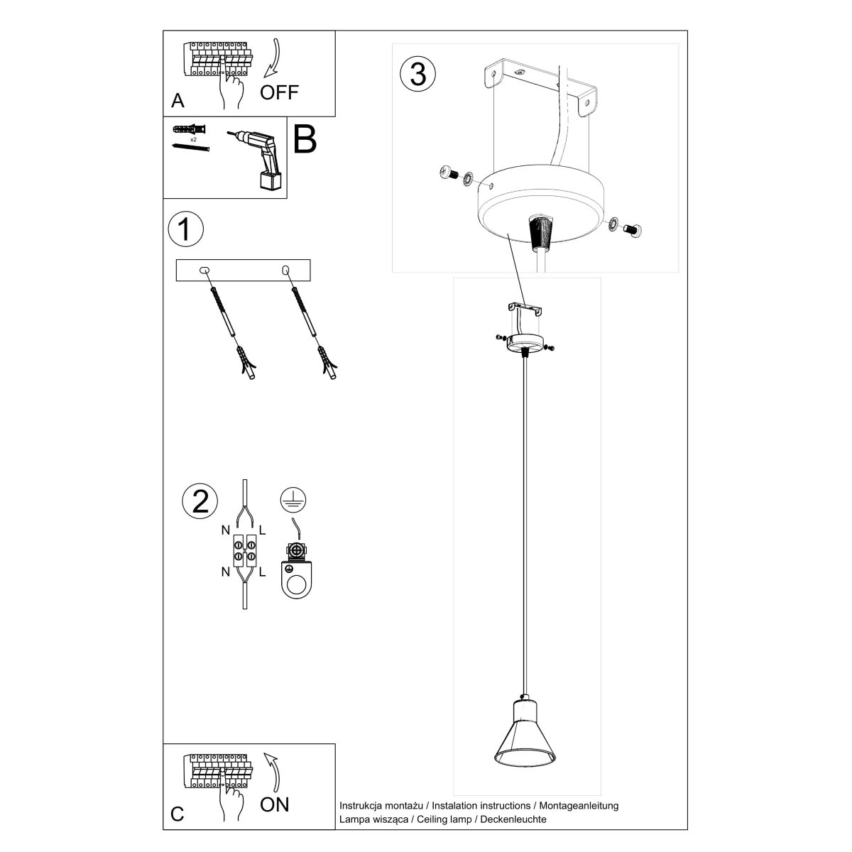 Suspension Acier Blanc ES111 1 Tazila blanc, EDEN