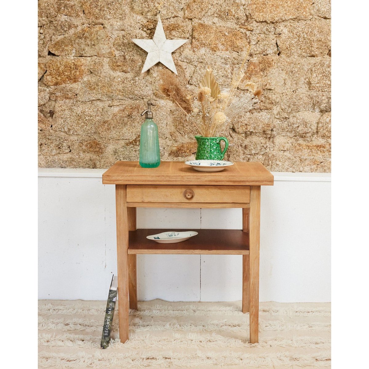 Table d'appoint en bois Francine N°1024 - Bon état bois clair, DEBONGOUT