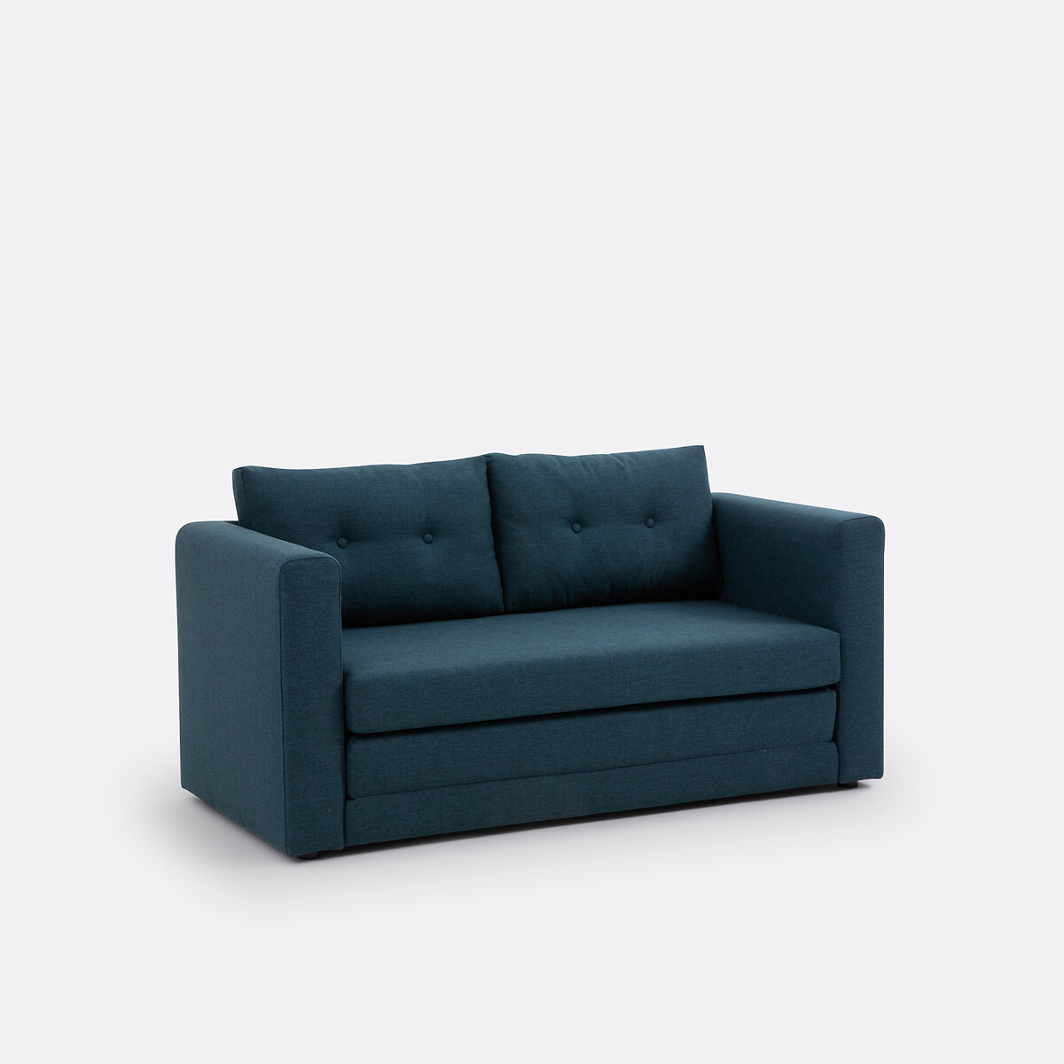 Canapé convertible, tissu texturé, 2 places, Udel bleu de prusse, SO'HOME