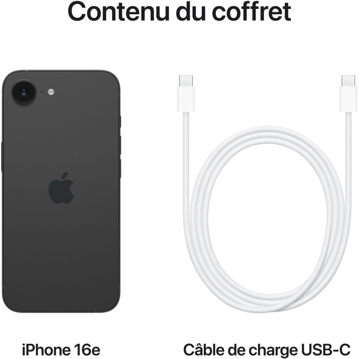 Smartphone iPhone 16E 5G 128Go Noir couleur unique, APPLE