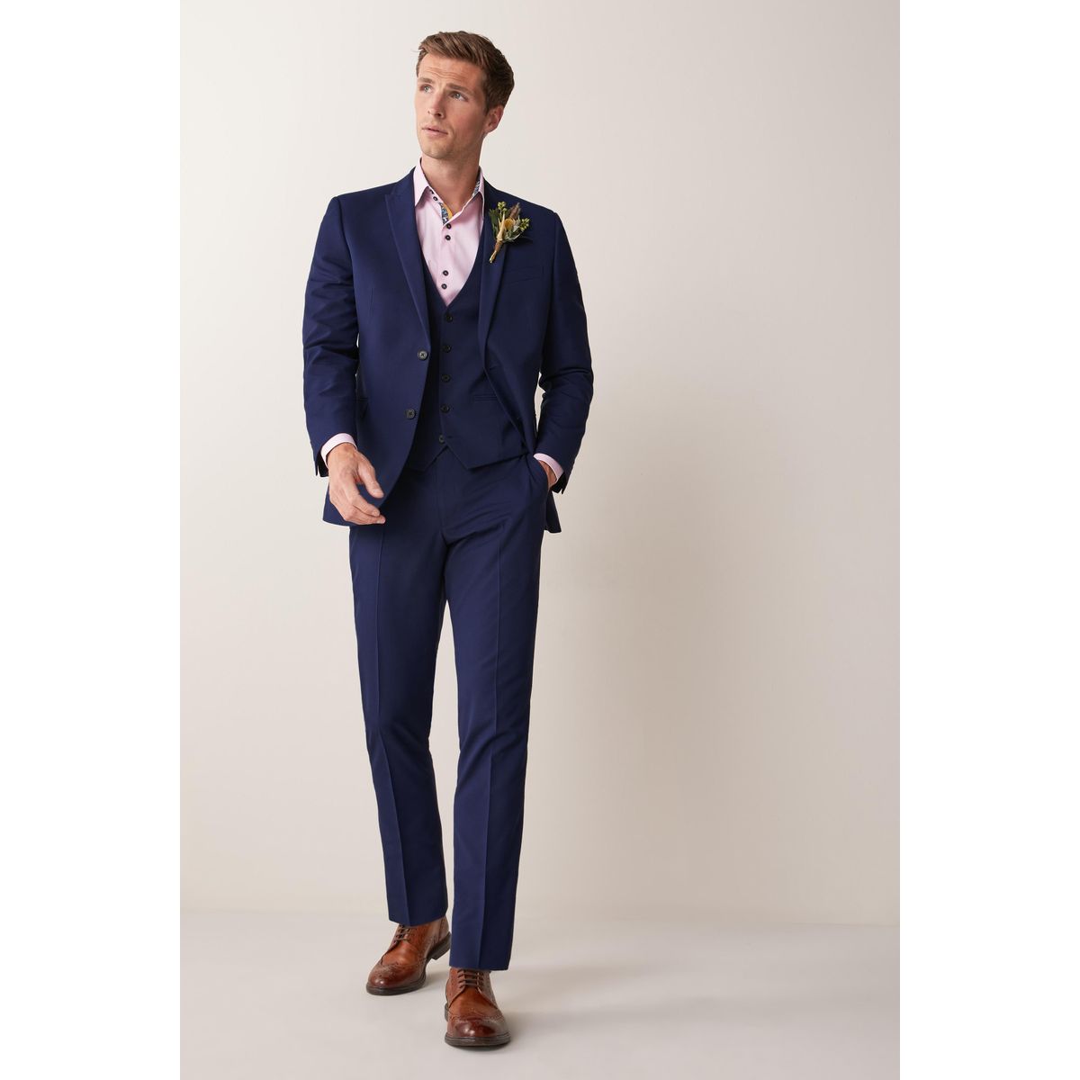 Veste de costume à deux boutons coupe ajustée bleu vif, NEXT