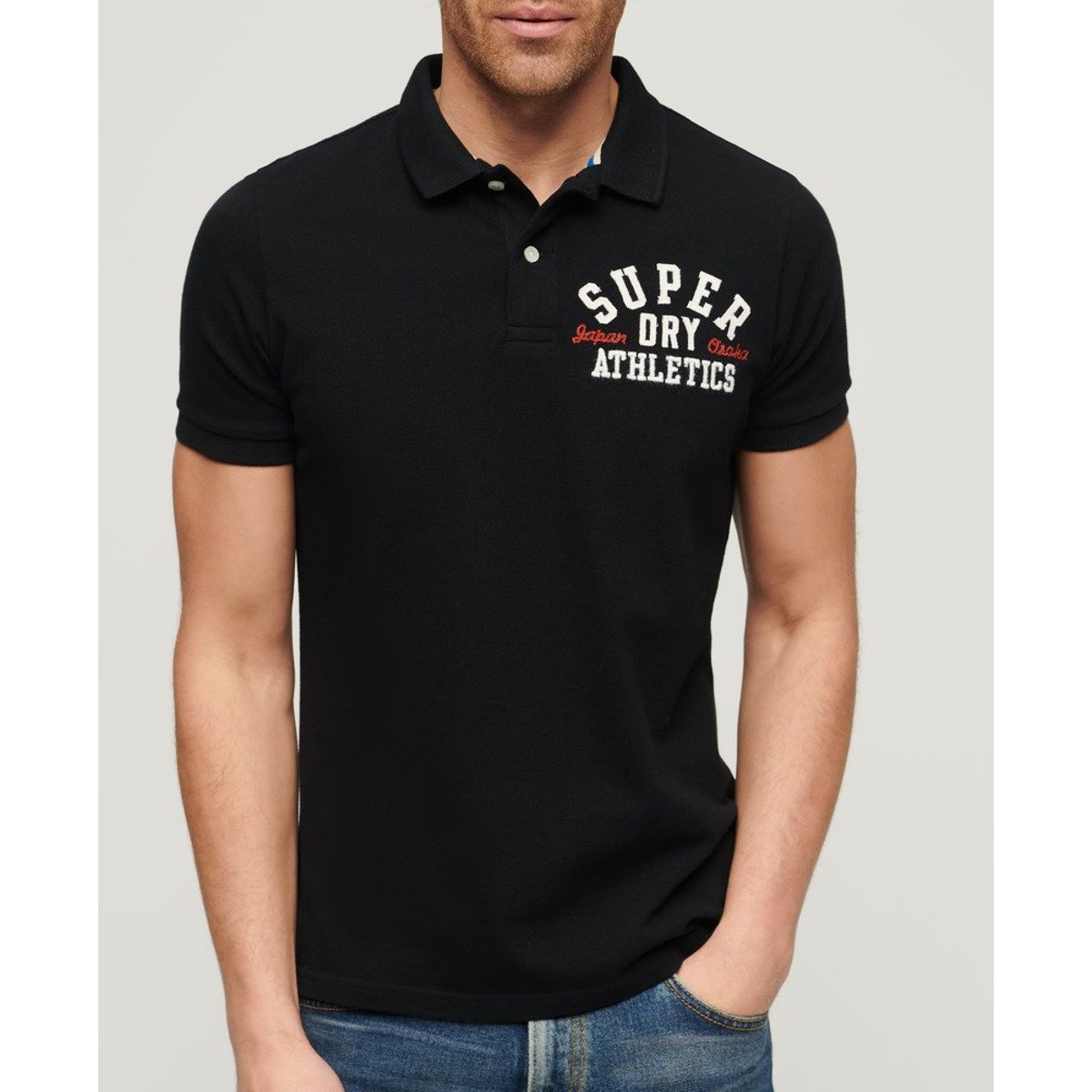 Polo Superstate noir 1, SUPERDRY