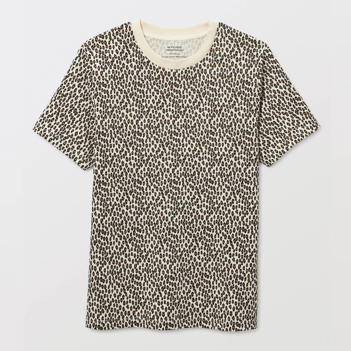 T-shirt manches courtes imprimé en coton BIO GOTS parchemin, MONOPRIX