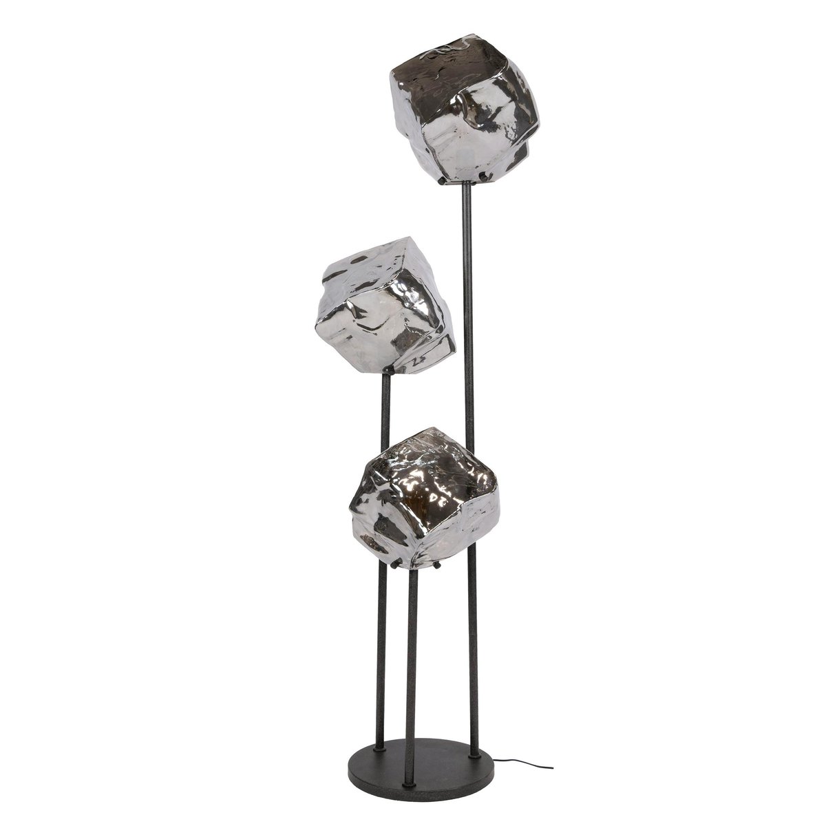 Lampadaire design verre chromé 3 blocs NIAGARA chrome, PIER IMPORT