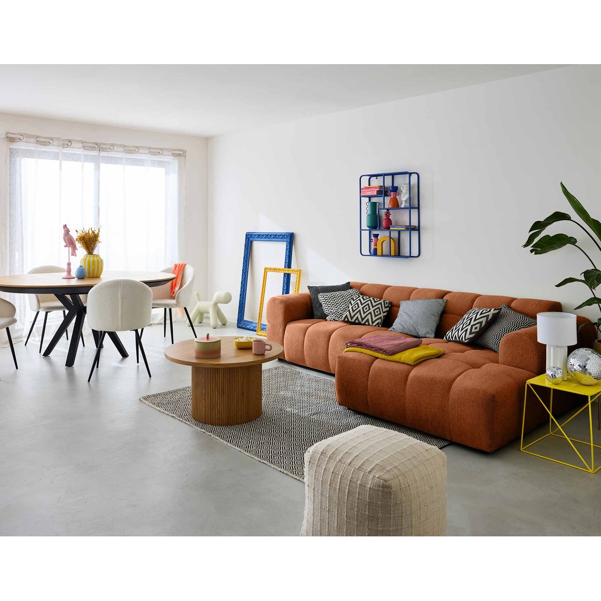 Canapé d'angle droit 4 places, tissu texturé, RAY rouille, BEST MOBILIER