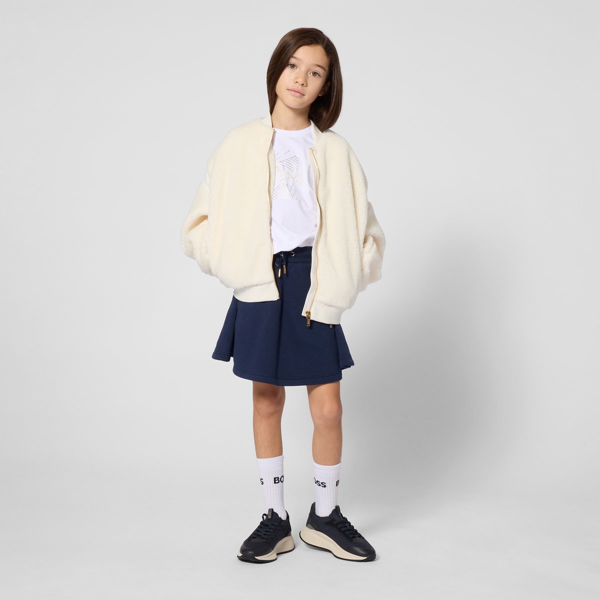 Blouson en sherpa ivory, BOSS KIDSWEAR