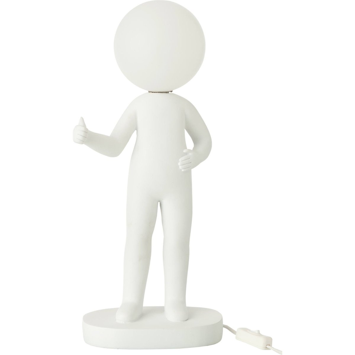 Lampe de chevet en résine forme pouce ovale blanc mat contemporain, RECOLLECTION