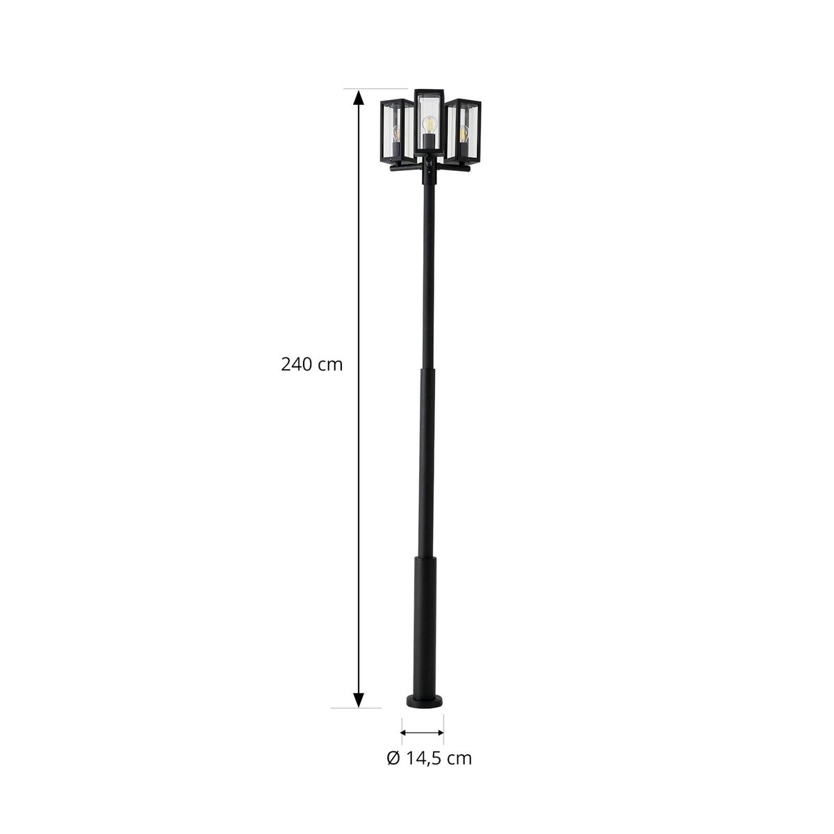 Lampadaire extérieur en aluminium, Siveta noir, transparent, LUCANDE