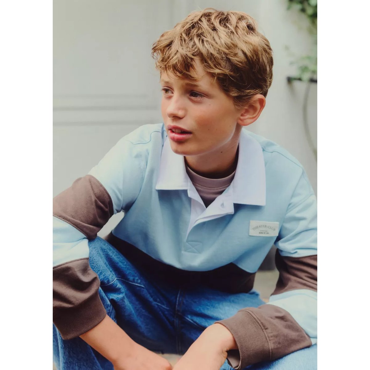 Polo oversize à rayures bleu ciel, MANGO KIDS