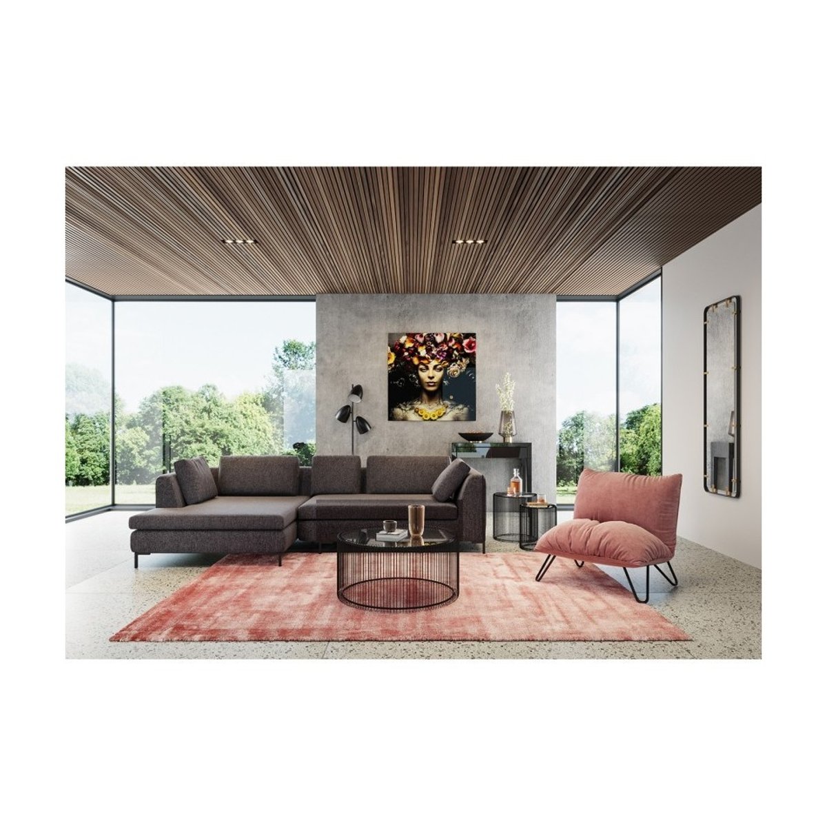Tableau en verre femme fleurs multicolore, KARE DESIGN