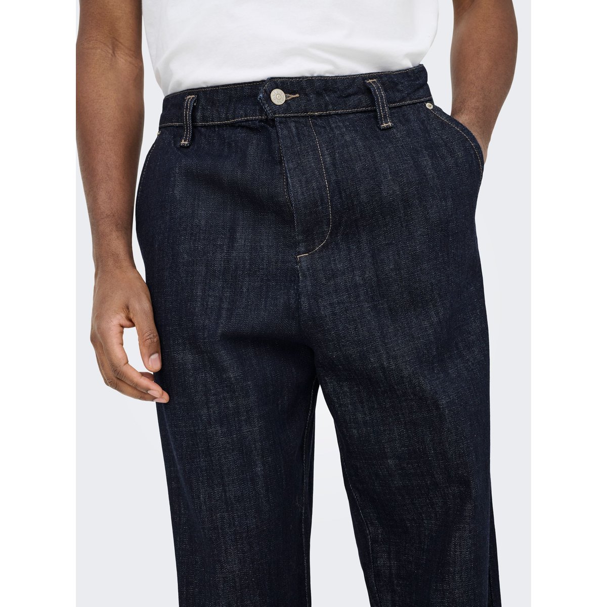 Jean À Jambe Large dark blue denim, ONLY & SONS