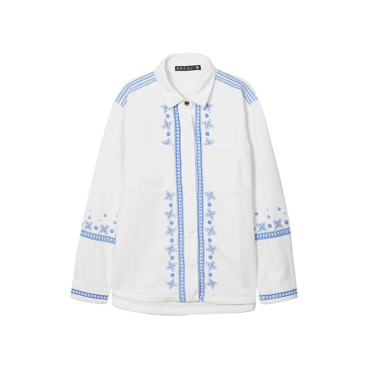 Surchemise brodée en jean blanc, BREAL