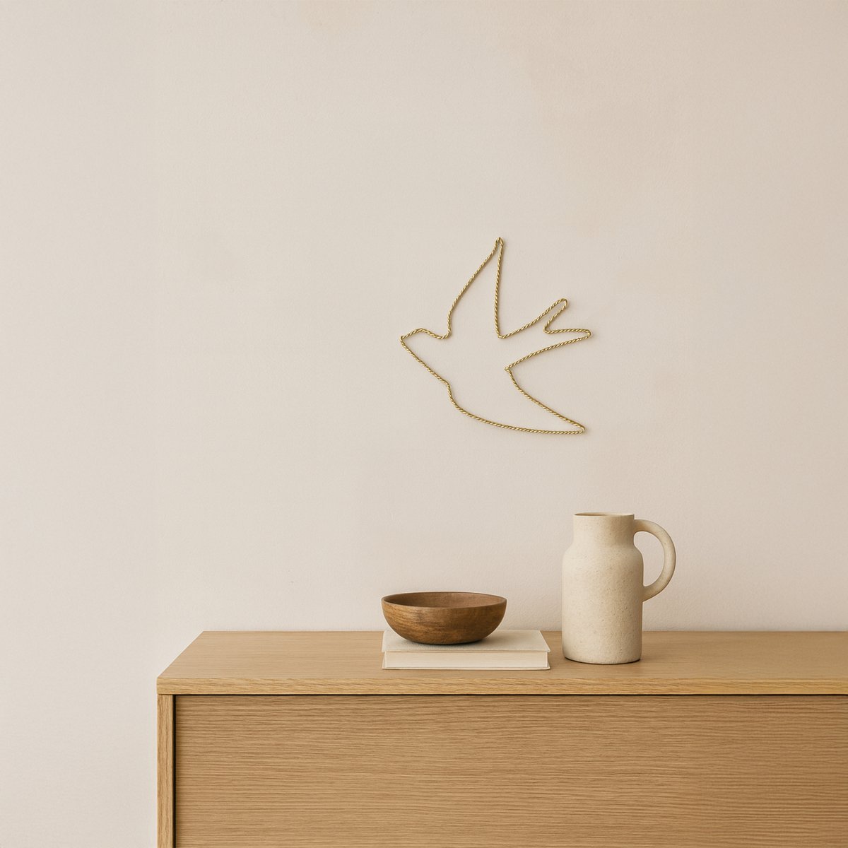 Déco murale Hirondelle fil laiton torsadé -  LOJI doré vieilli, HOME MAISON
