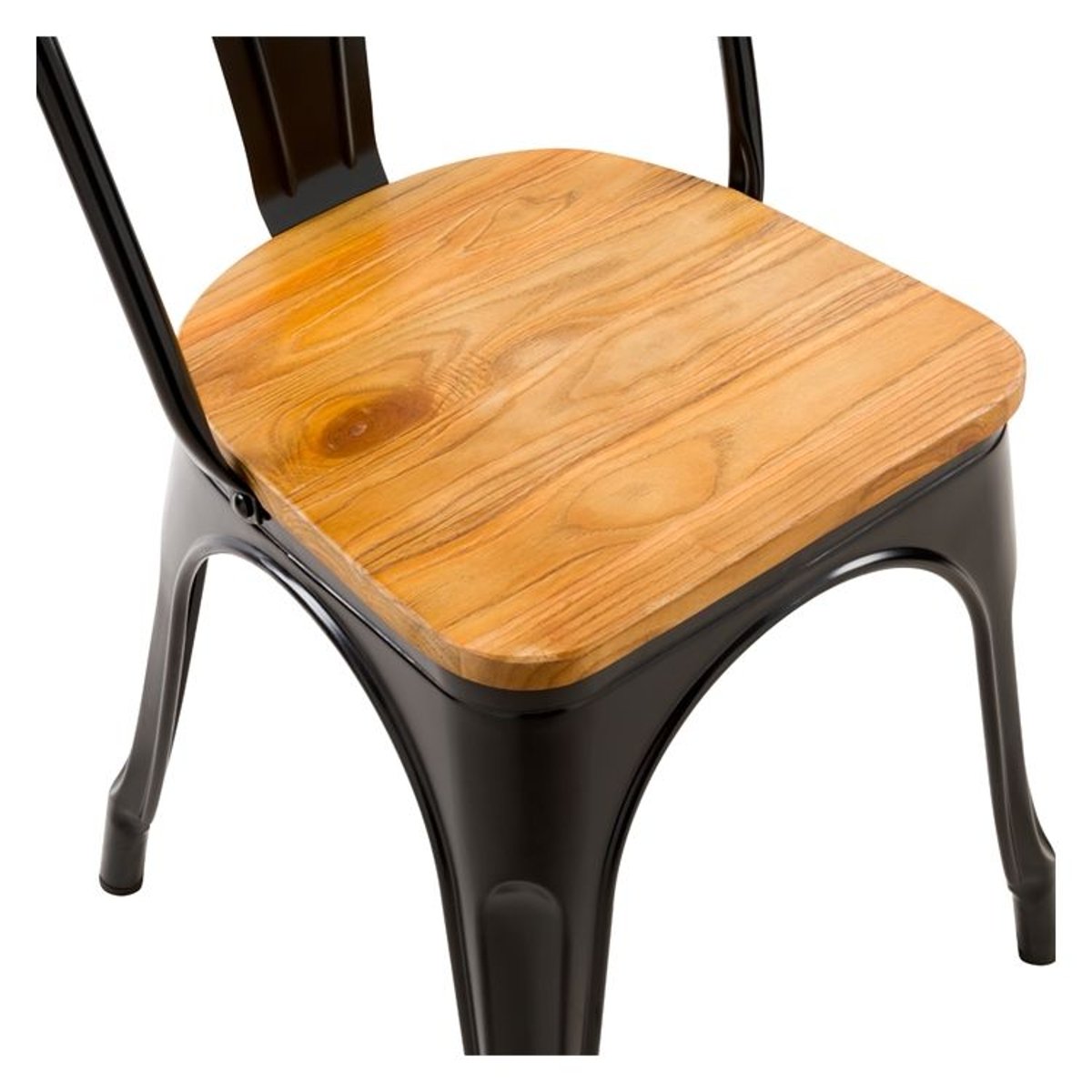 Lot de 2 chaises en métal d'orme - YOANNA noir et bois clair, MAISON PAVANE