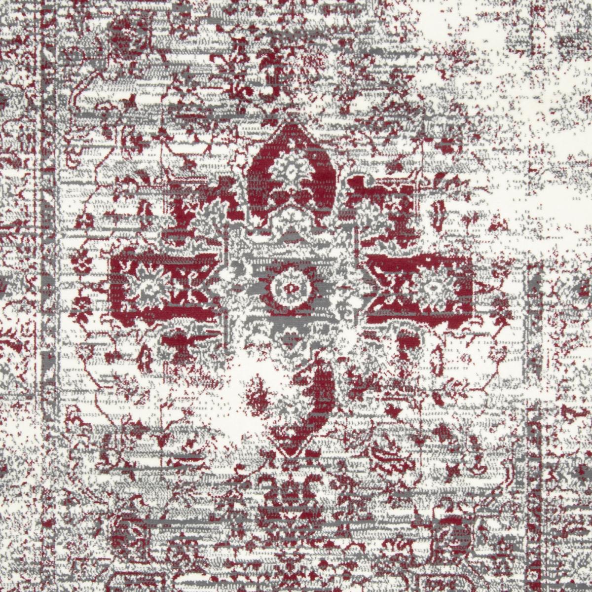 Tapis salon motif oriental vintage, ornements délicats, LYN1 VINT rouge, crème, UN AMOUR DE TAPIS