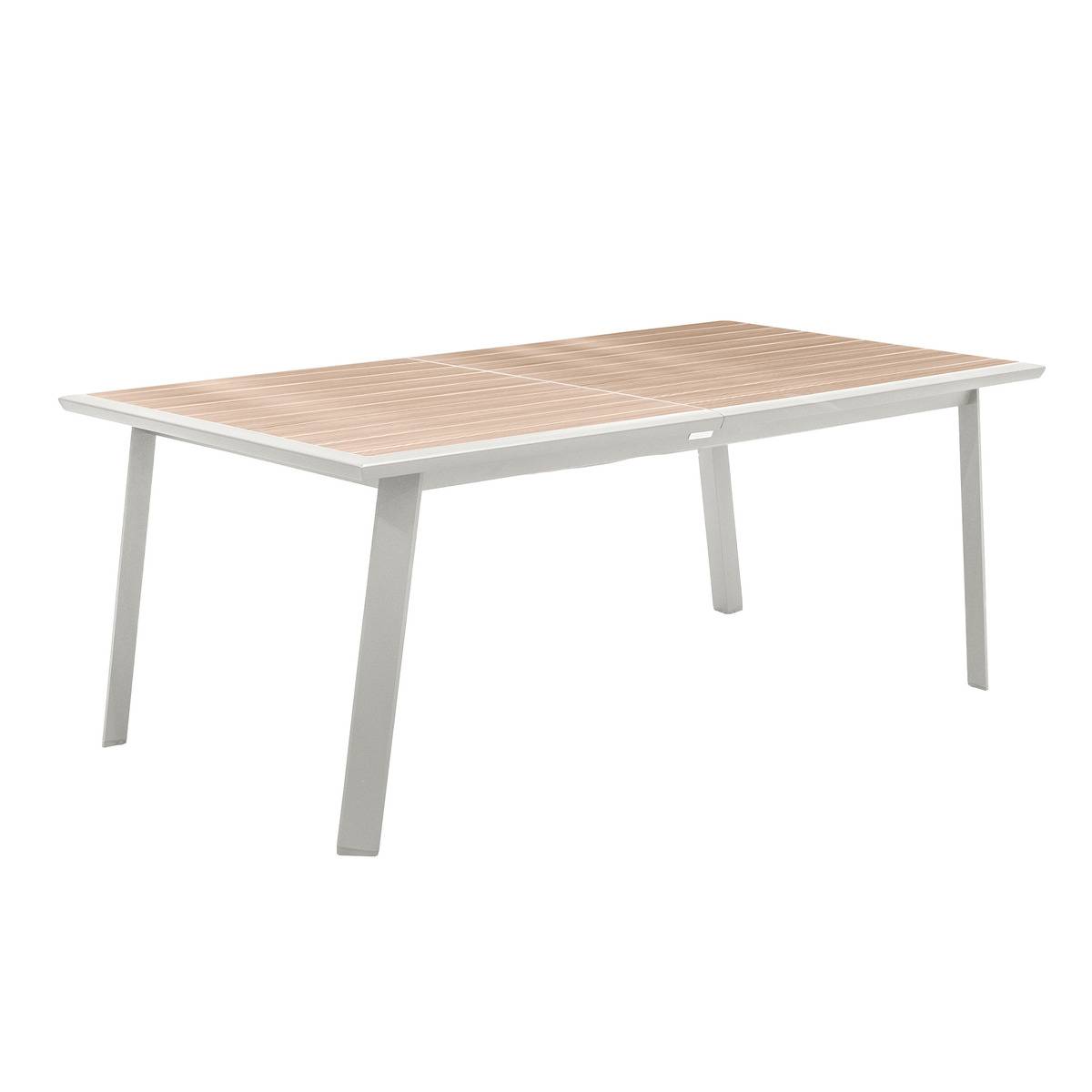 Table de jardin extensible 12 places en aluminium effet bois PAVANE blanc, HESPERIDE