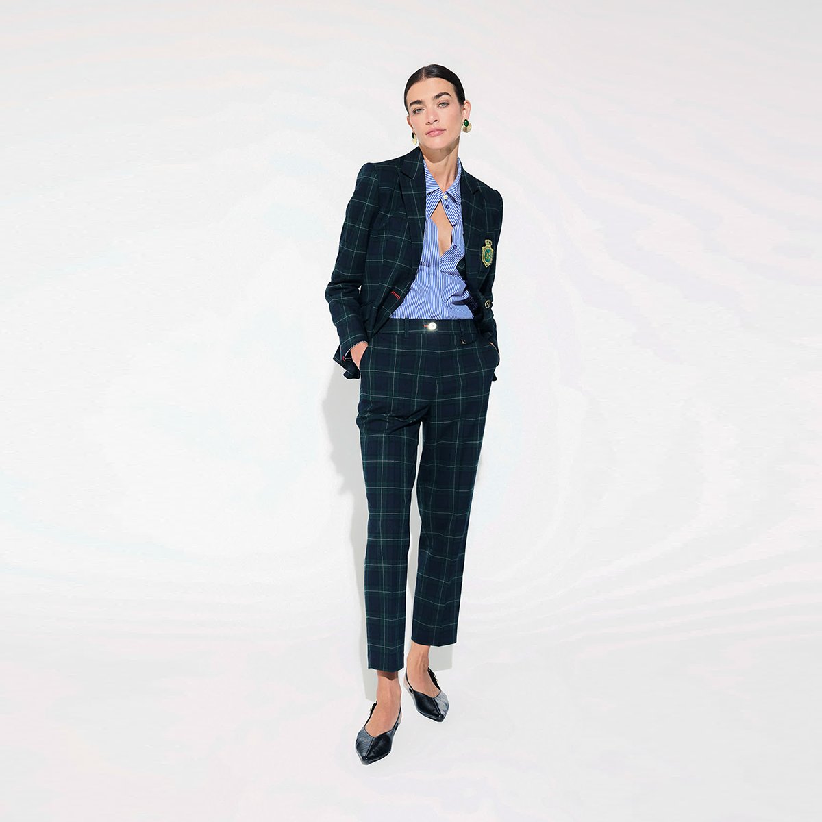 Pantalon chinos à carreaux bleu marine, LOLA CASADEMUNT