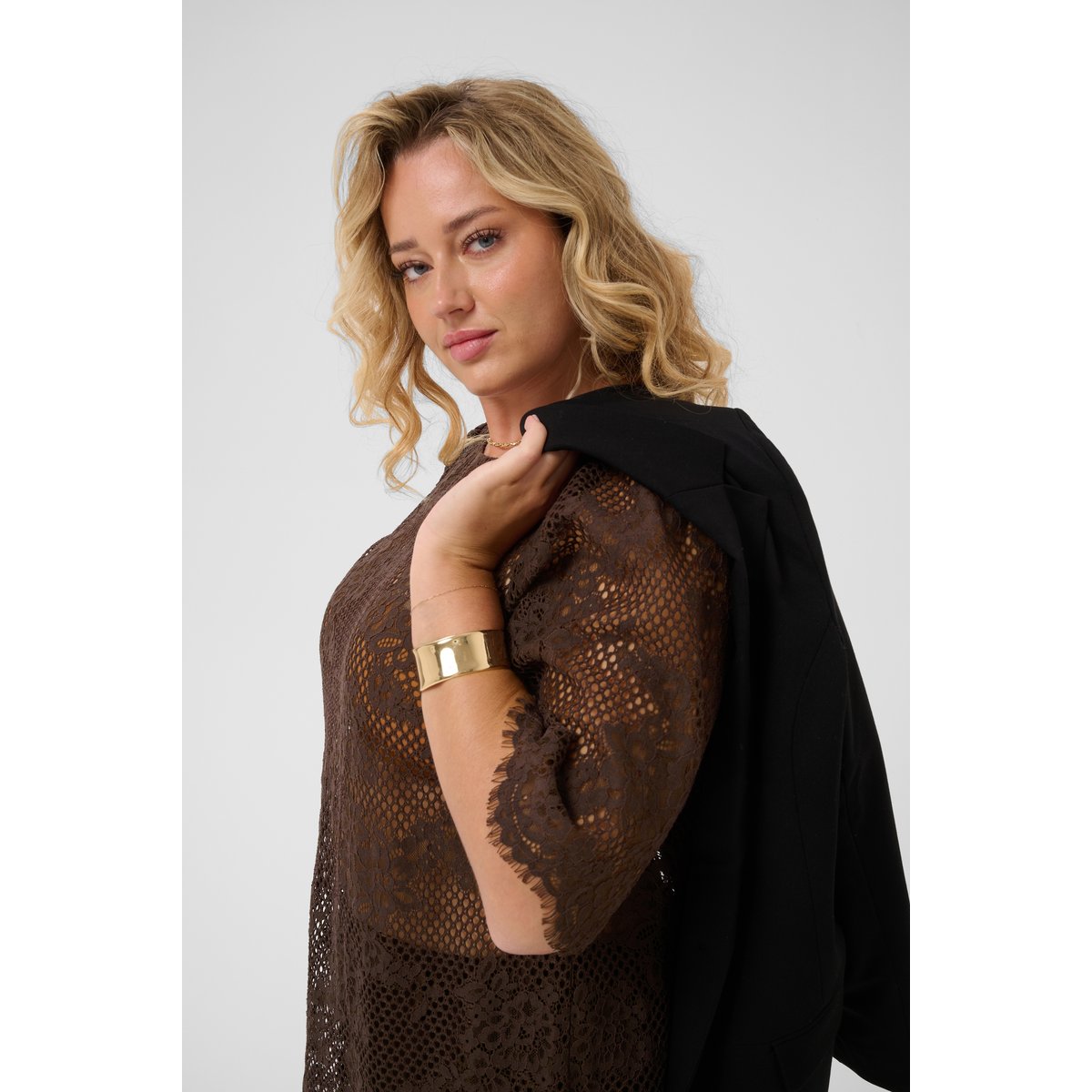 Blouse à manches courtes marron coffeebean, KAFFE CURVE