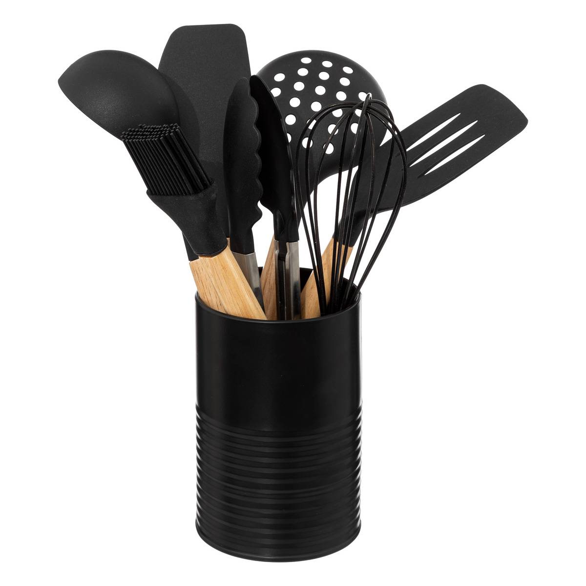 Pot à ustensiles avec 7 accessoires ESSENTIELS noir, 5FIVE SIMPLY SMART