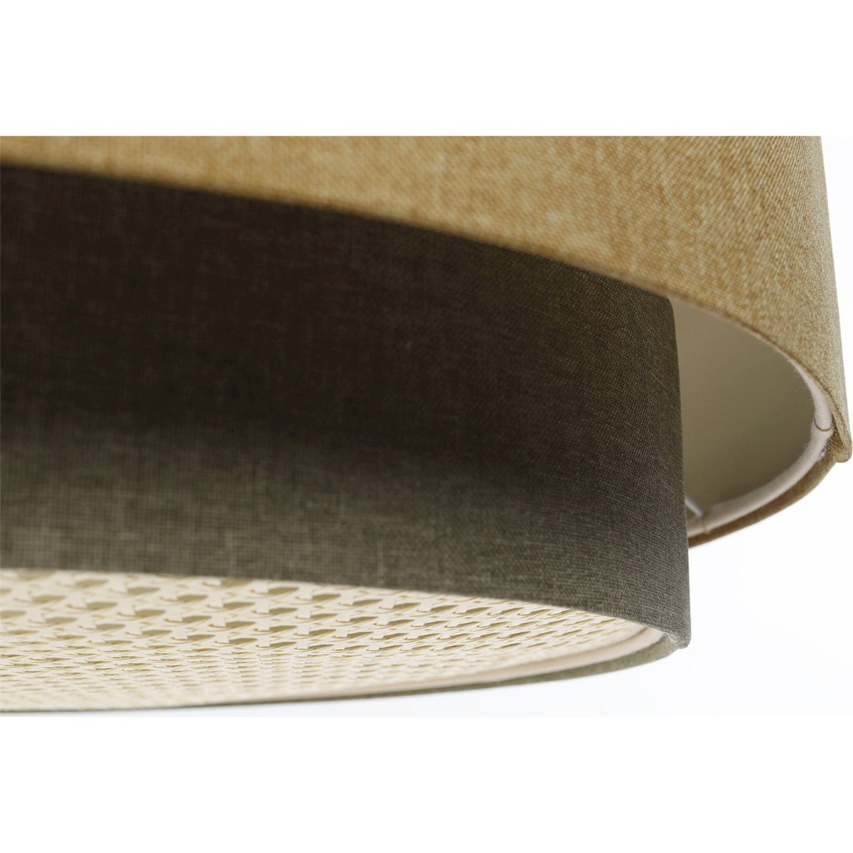 Suspension en tissu et rotin, BOHO ELEGANT beige crème avec touche de rotin naturel, BPS KONCEPT