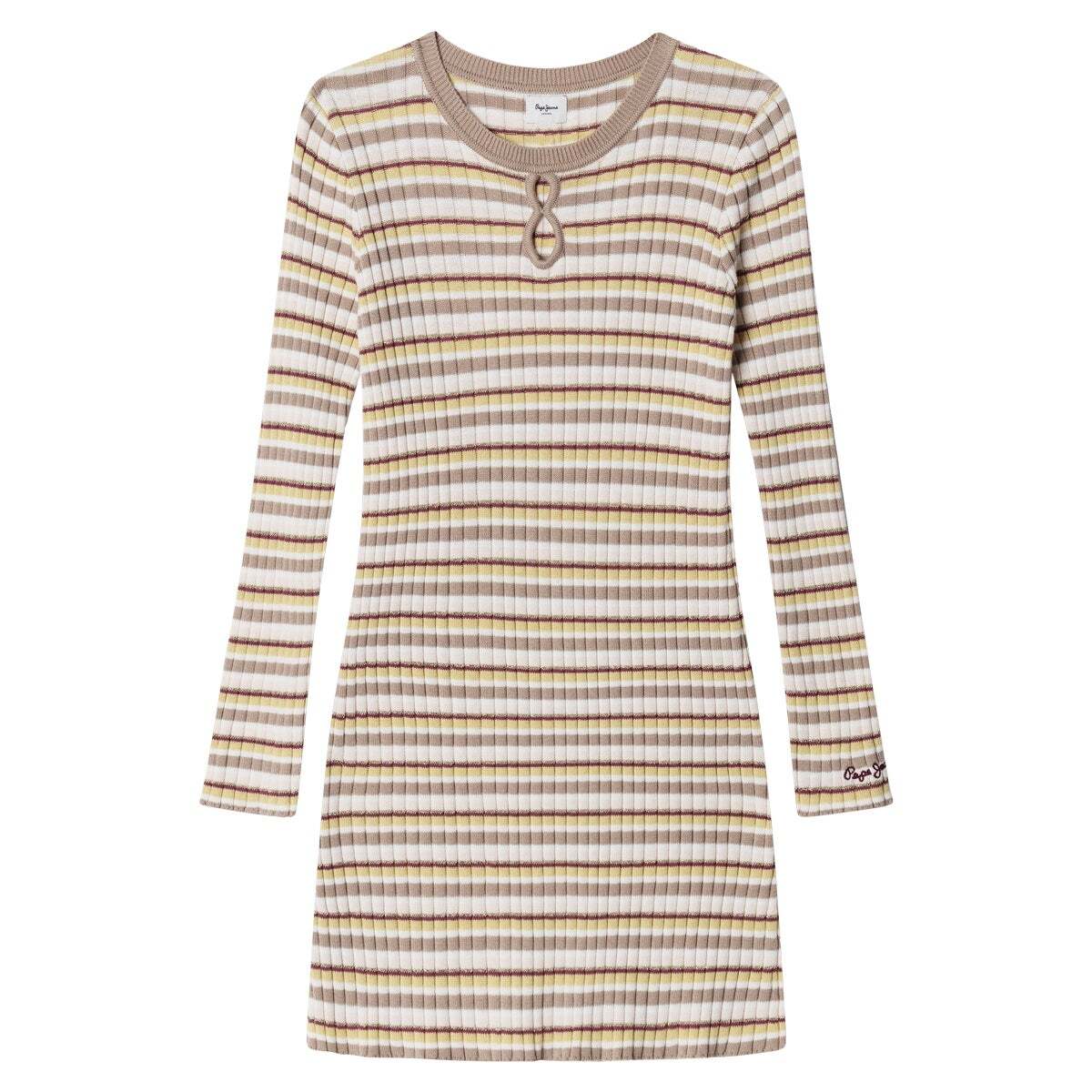 Robe Courte Côtelée À Rayures jaune doux, PEPE JEANS