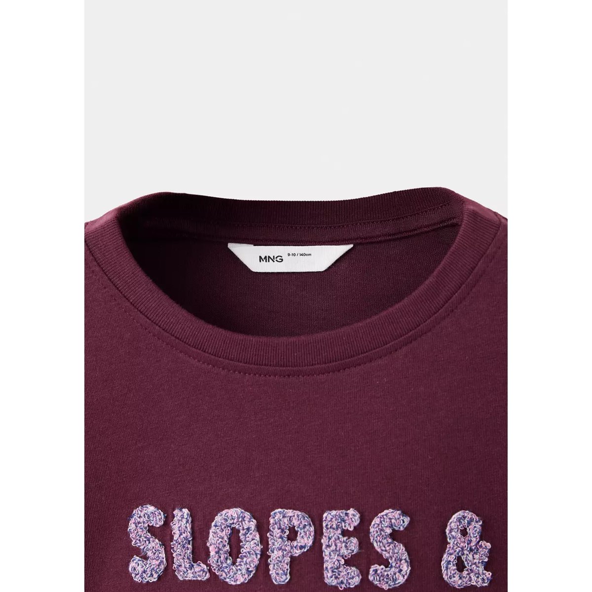 T-shirt coton détail imprimé bordeaux, MANGO KIDS