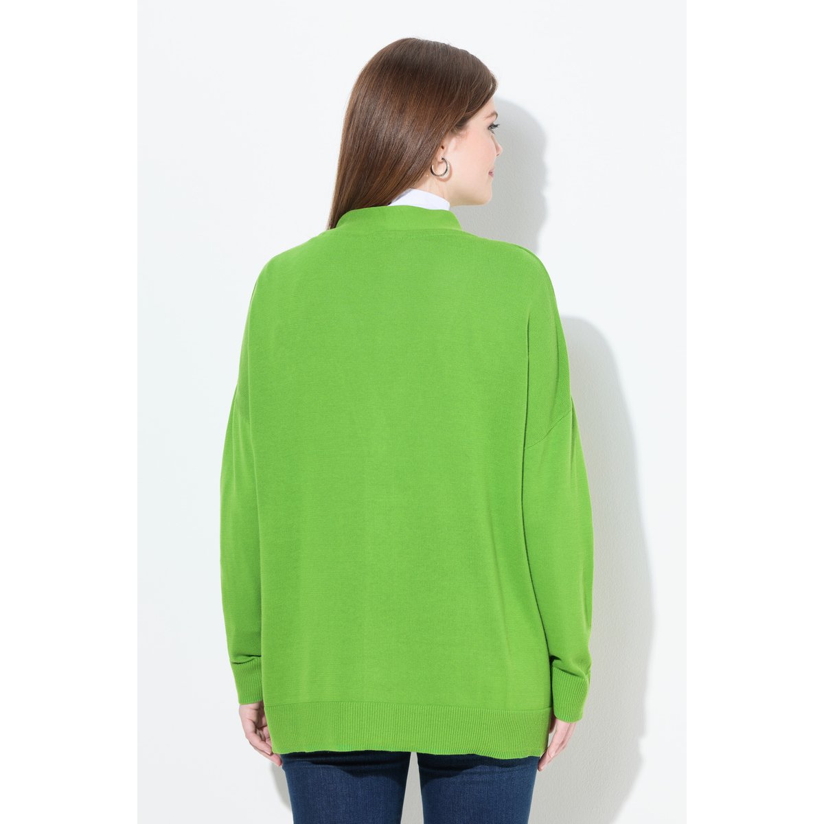 Cardigan encolure en V et manches longues vert gazon, ULLA POPKEN
