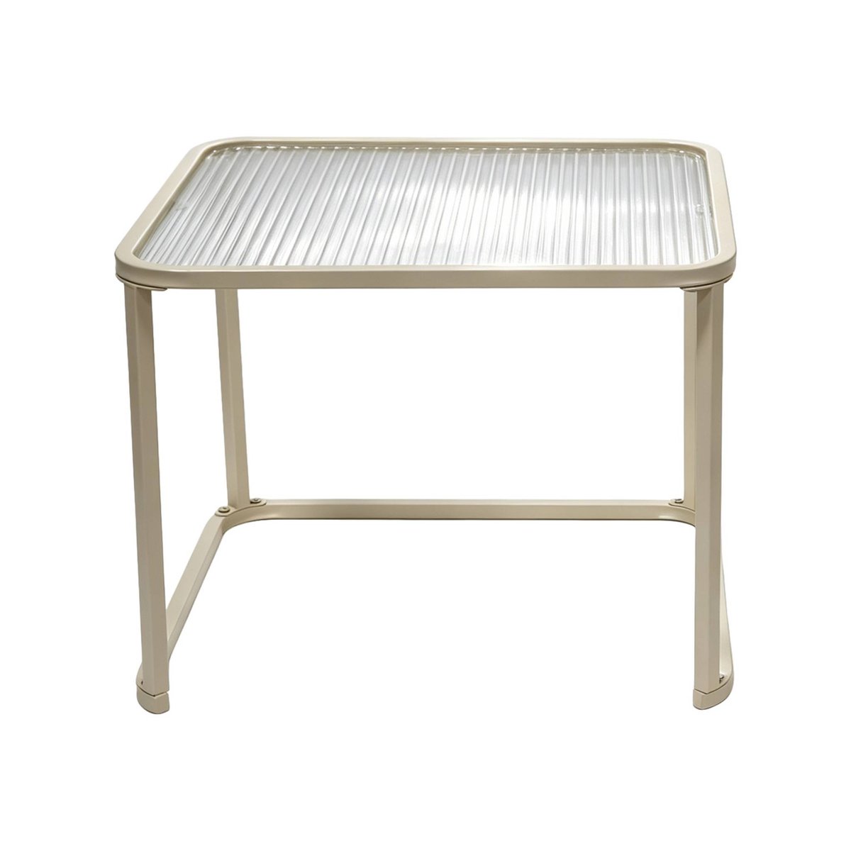 Tables gigognes métal et verre strié TANO ecru, SWEEEK
