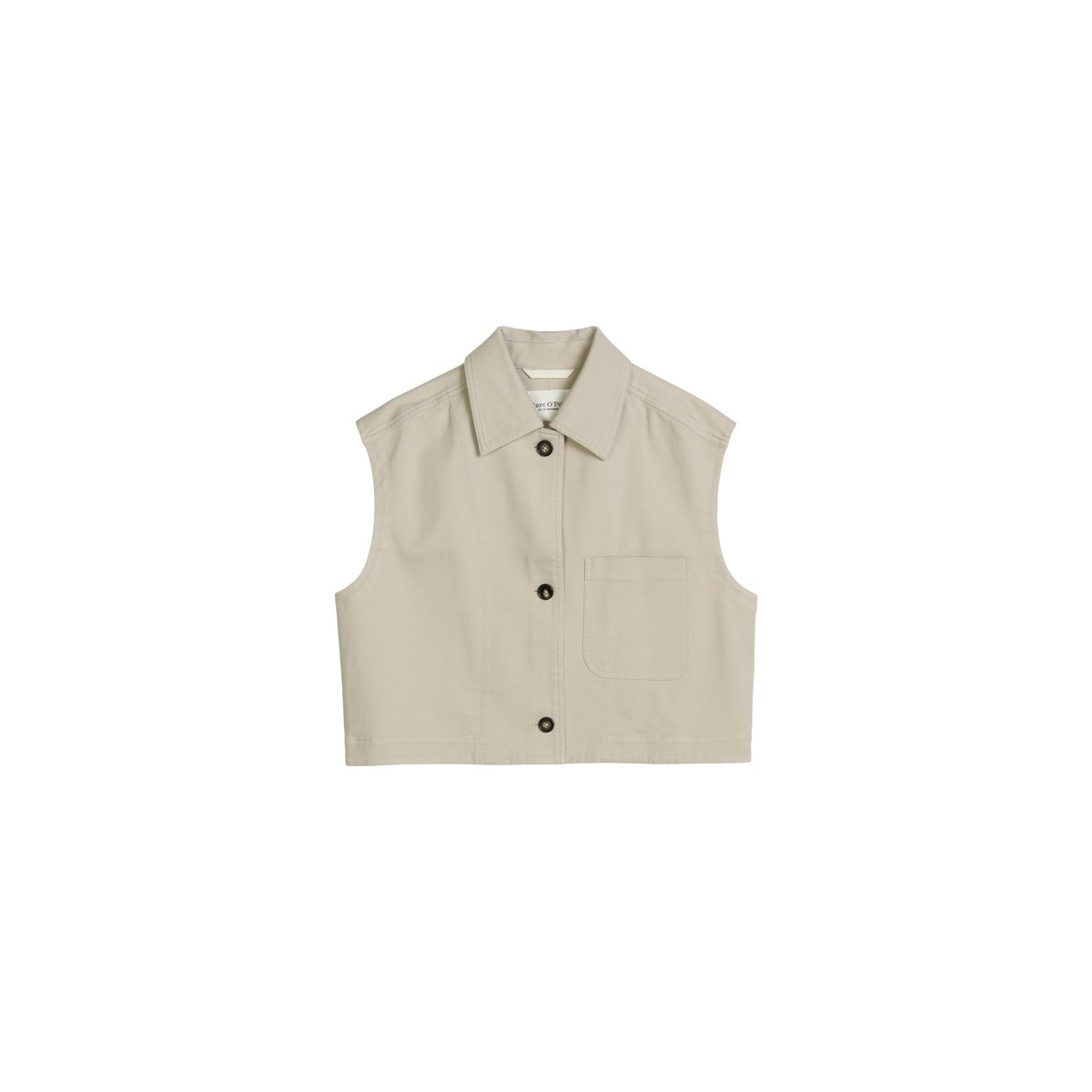 Gilet boxy en coton sergé stretch beige, MARC O'POLO